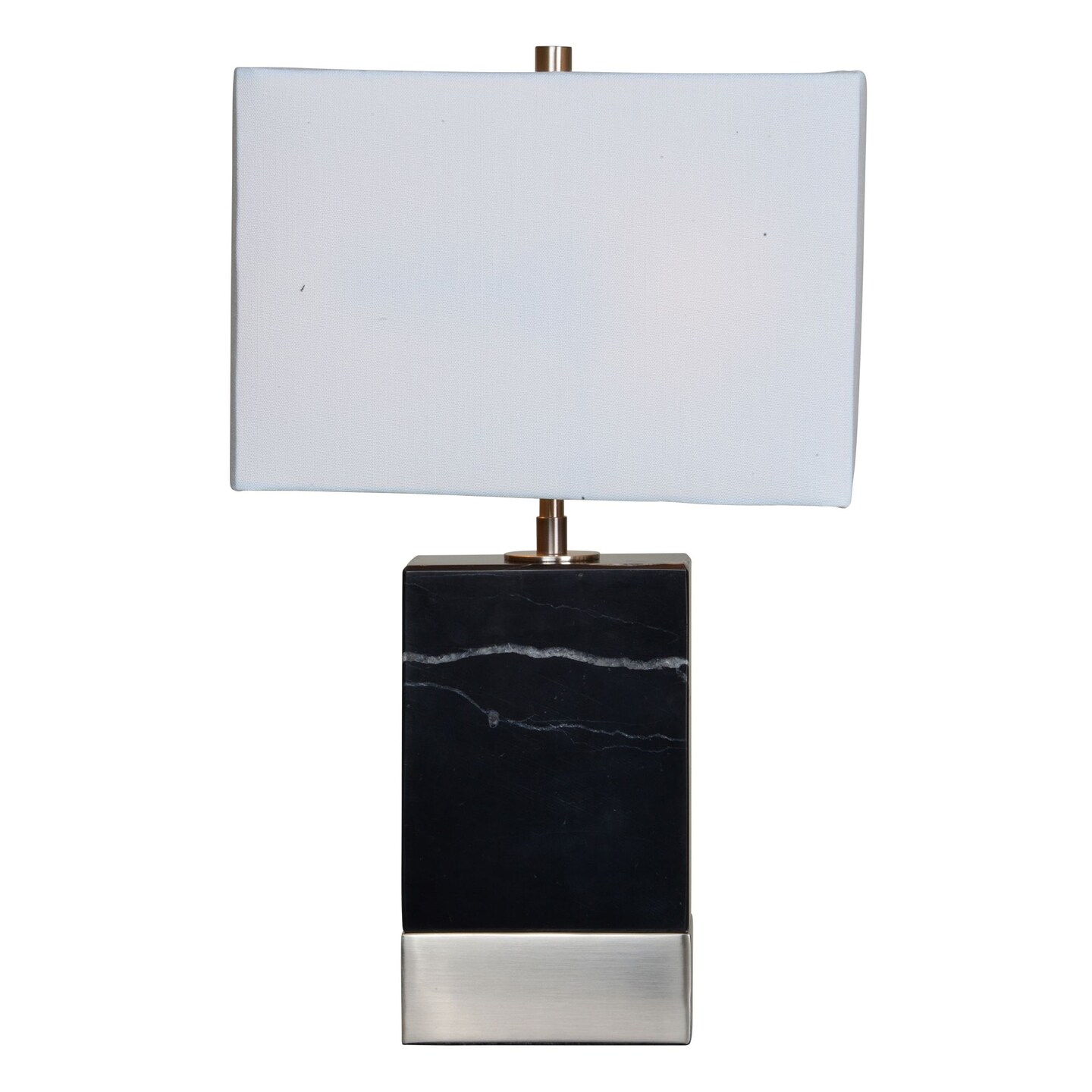 Signature Home Collection 20&#x22; Black Marble Table Lamp with White Drum Shade