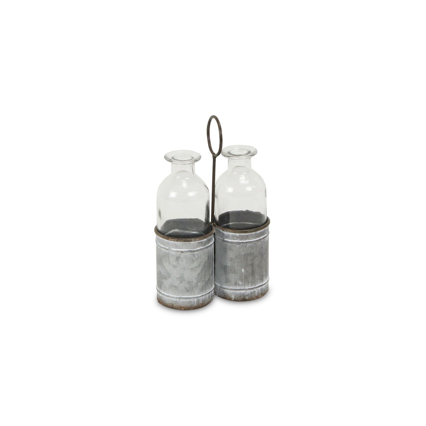 Contemporary Home Living Set of 2 Black and Gray Glass Jars with