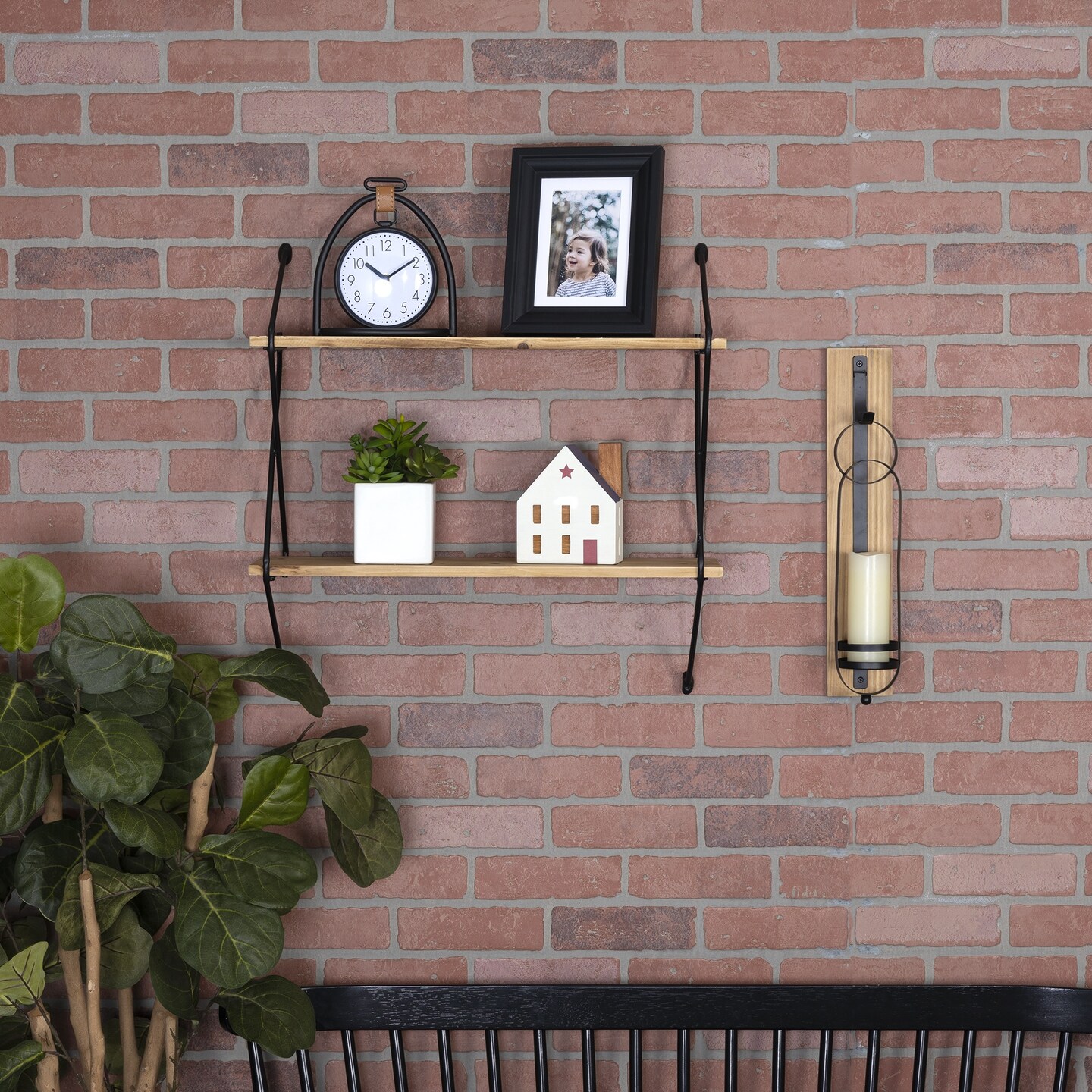 Contemporary Home Living 23.75&#x22; Industrial 2 Tier Wire Wall Shelf