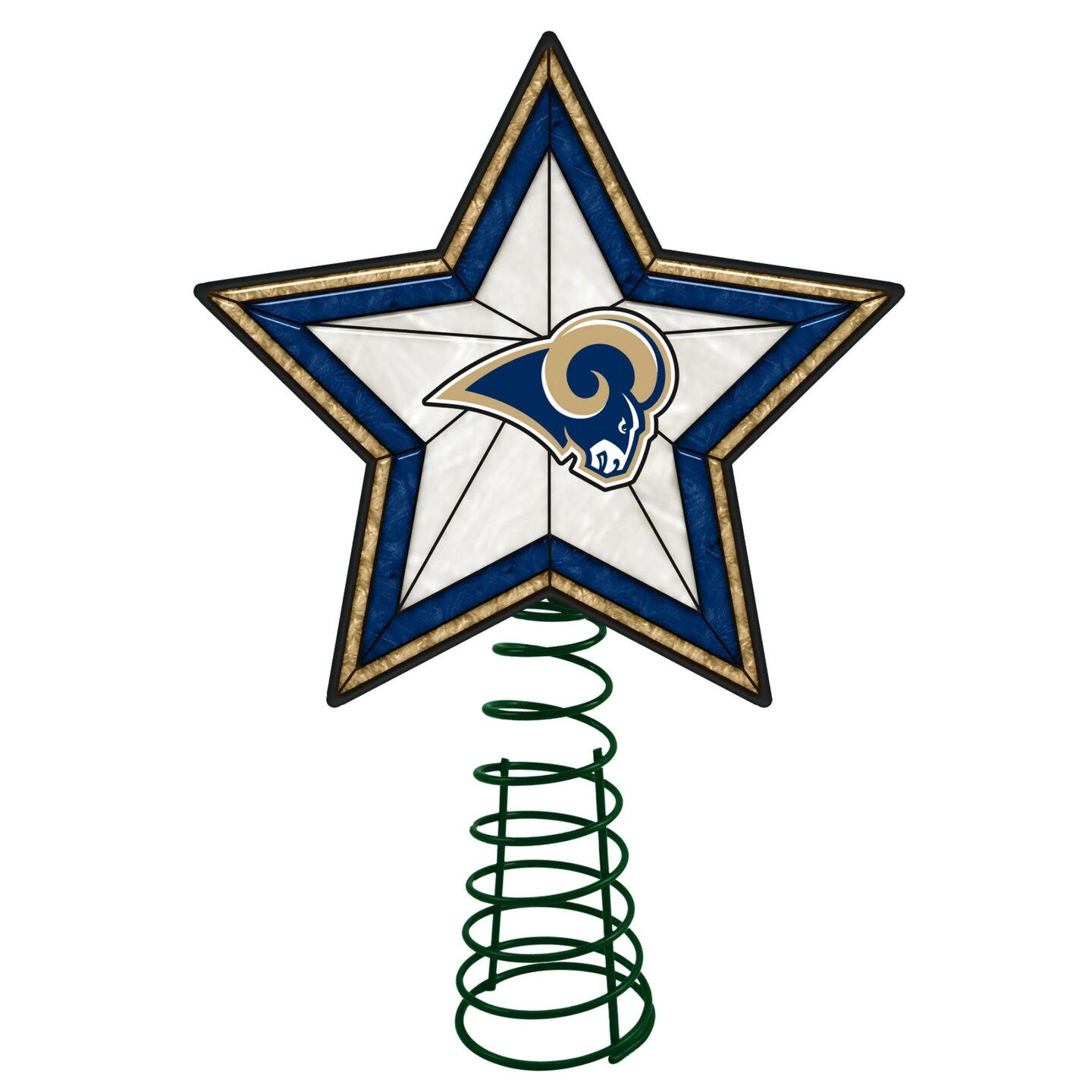 The Memory Company 10" Lighted White and Blue Star NFL Los Angeles Rams Christmas Tree Topper