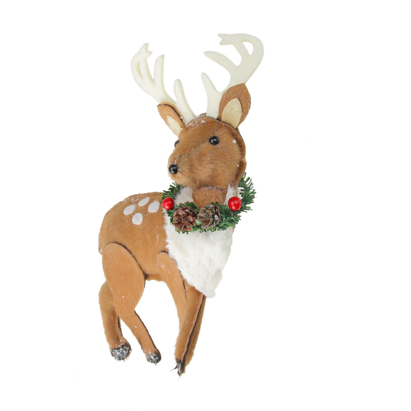 Northlight 8&#x22; Brown and White Spot Reindeer with Antlers Christmas Ornament