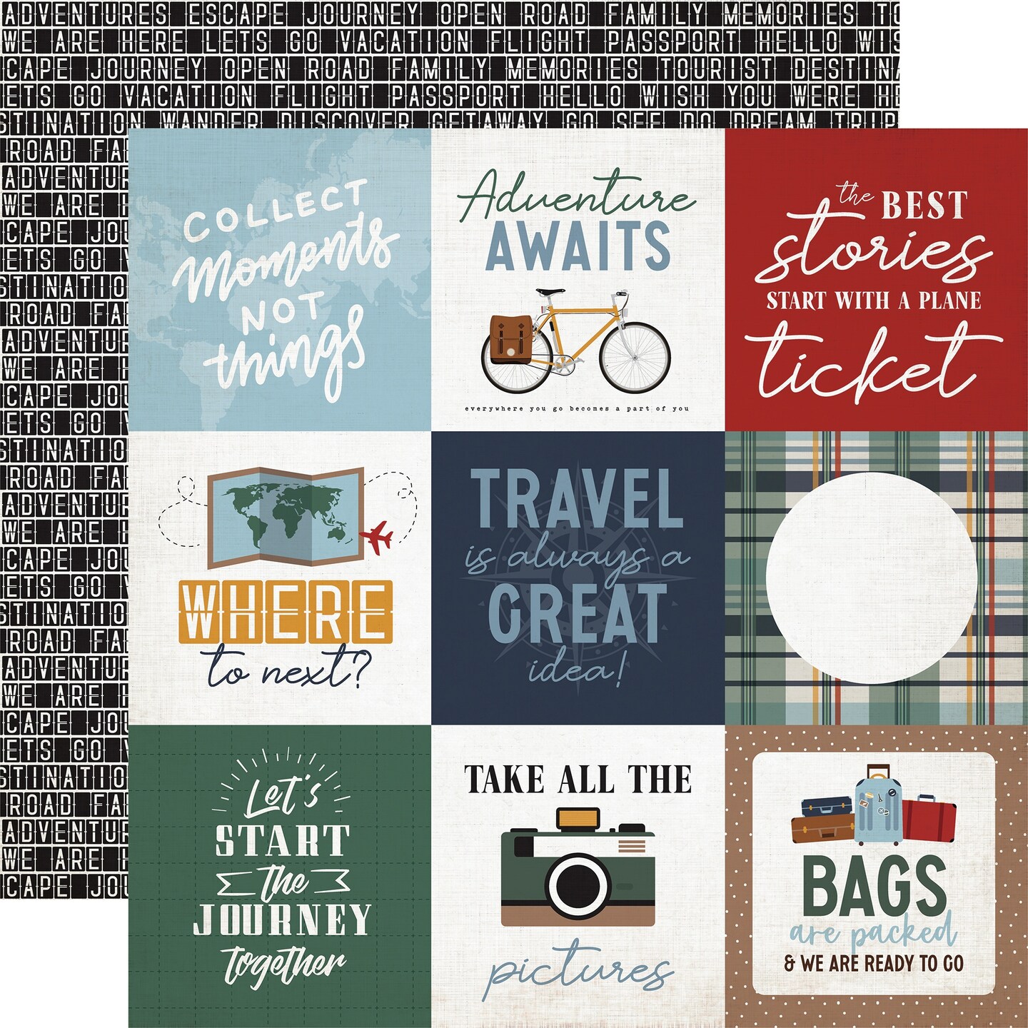 Let's Go Travel Double-Sided Cardstock 12X12-4X4 Journaling Cards