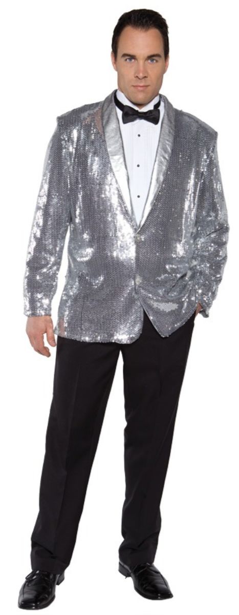 The Costume Center Silver Sequin Jacket Men Costume Accessory - One Size