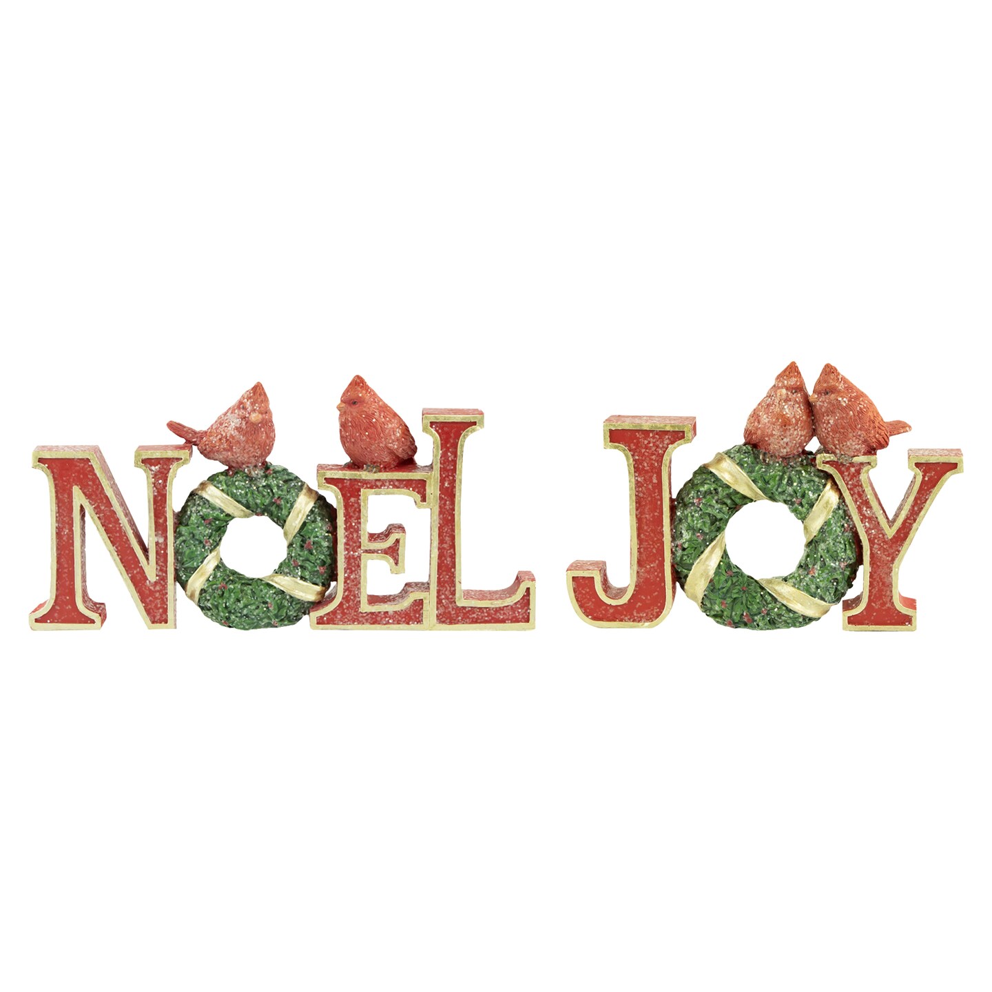 Northlight Cardinals on Wreaths &#x22;Joy&#x22; and &#x22;Noel&#x22; Christmas Display Signs - 10&#x22; - Set of 2
