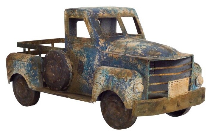 Melrose 18&#x22; Metal Country Rustic Blue and Brown Pickup Truck