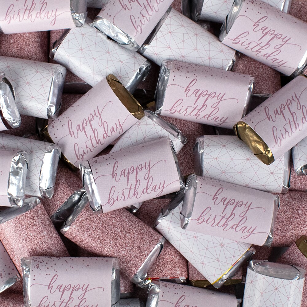 108 Pcs Rose Gold Happy Birthday Candy Hershey&#x27;s Chocolate Mix by Just Candy (2 lb)