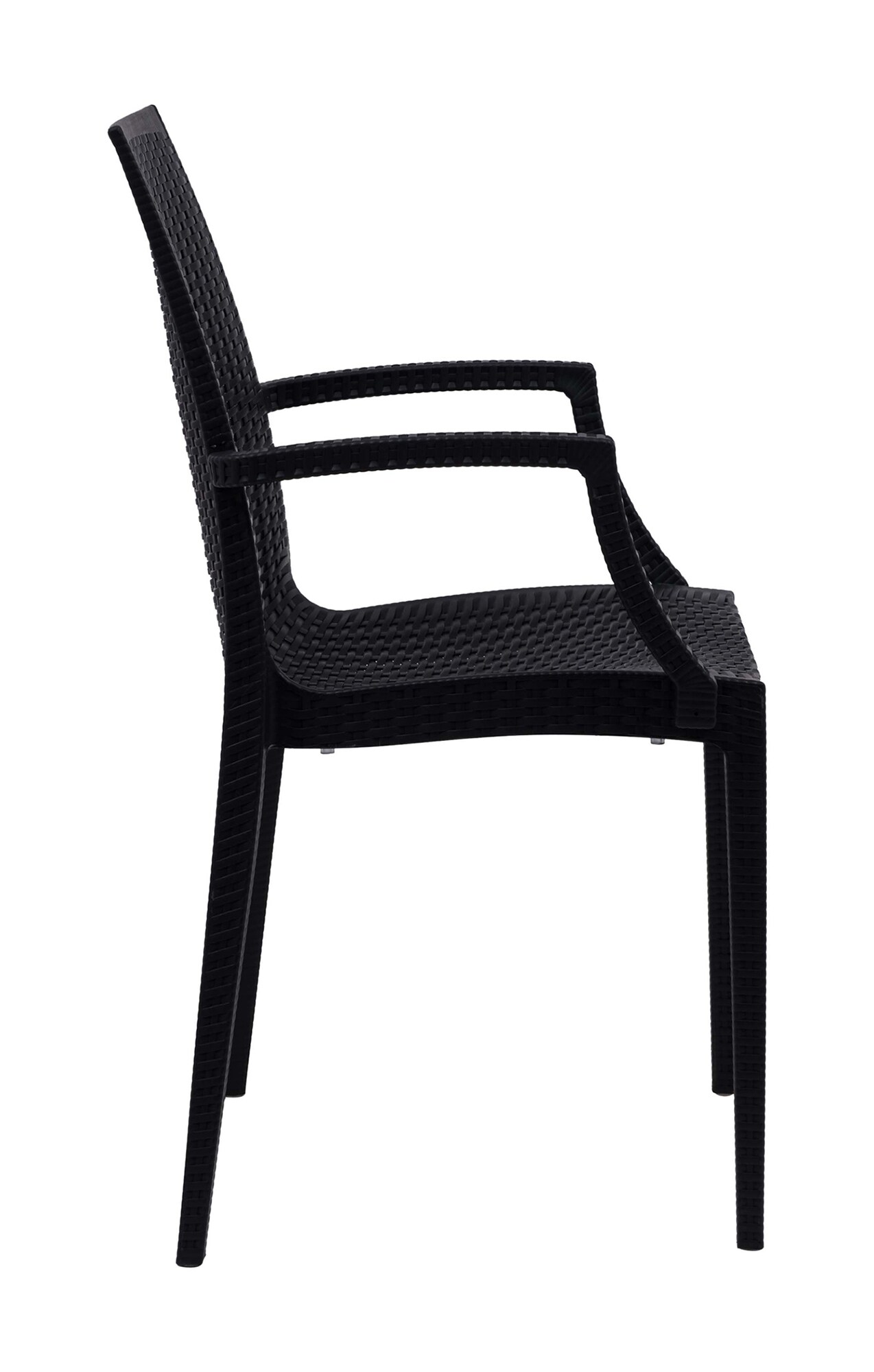 LeisureMod Weave Mace Indoor/Outdoor Chair (With Arms), Set of 2