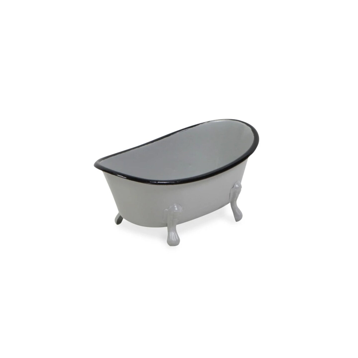 Contemporary Home Living 7 White and Black Solid Mini Bathtub Tabletop  Decoration