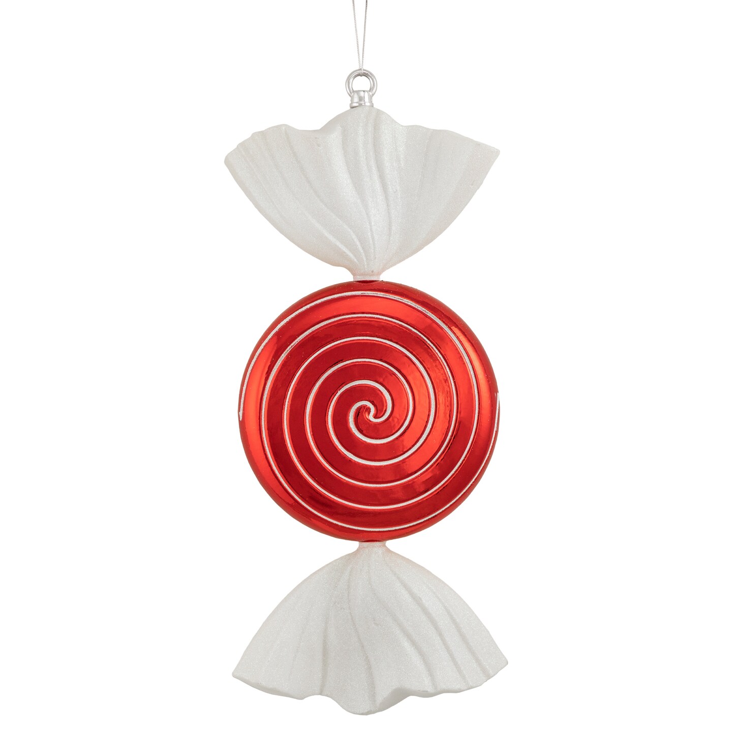 Northlight Swirl Peppermint Candy Shatterproof Commercial Christmas Ornament - 18&#x22; - Red