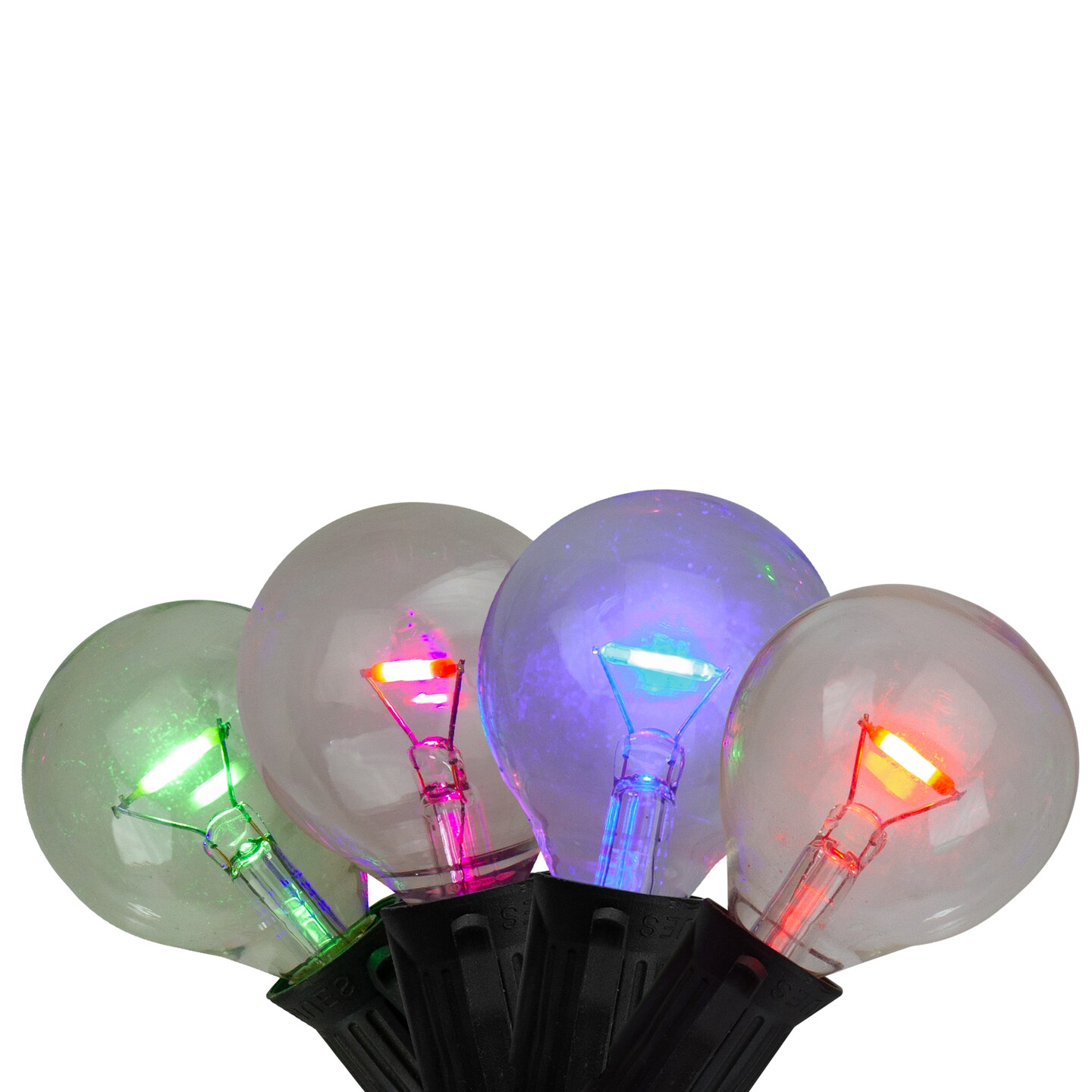 Kurt Adler Transparent LED G40 Globe Christmas Light Set - Multi-Color - 9' Black Wire - 10ct