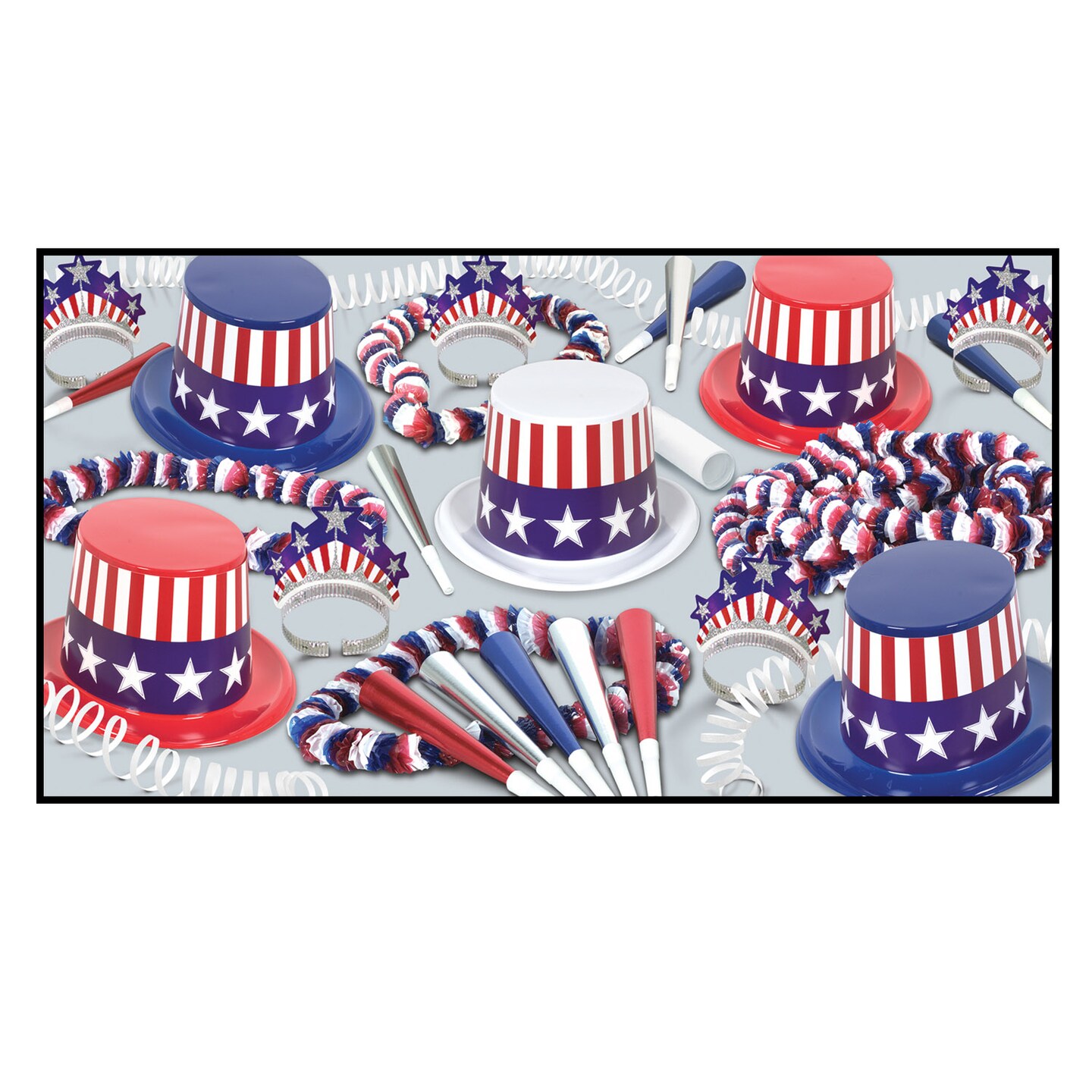 Beistle Decorative Spirit Of America Party Assortment for 50 People