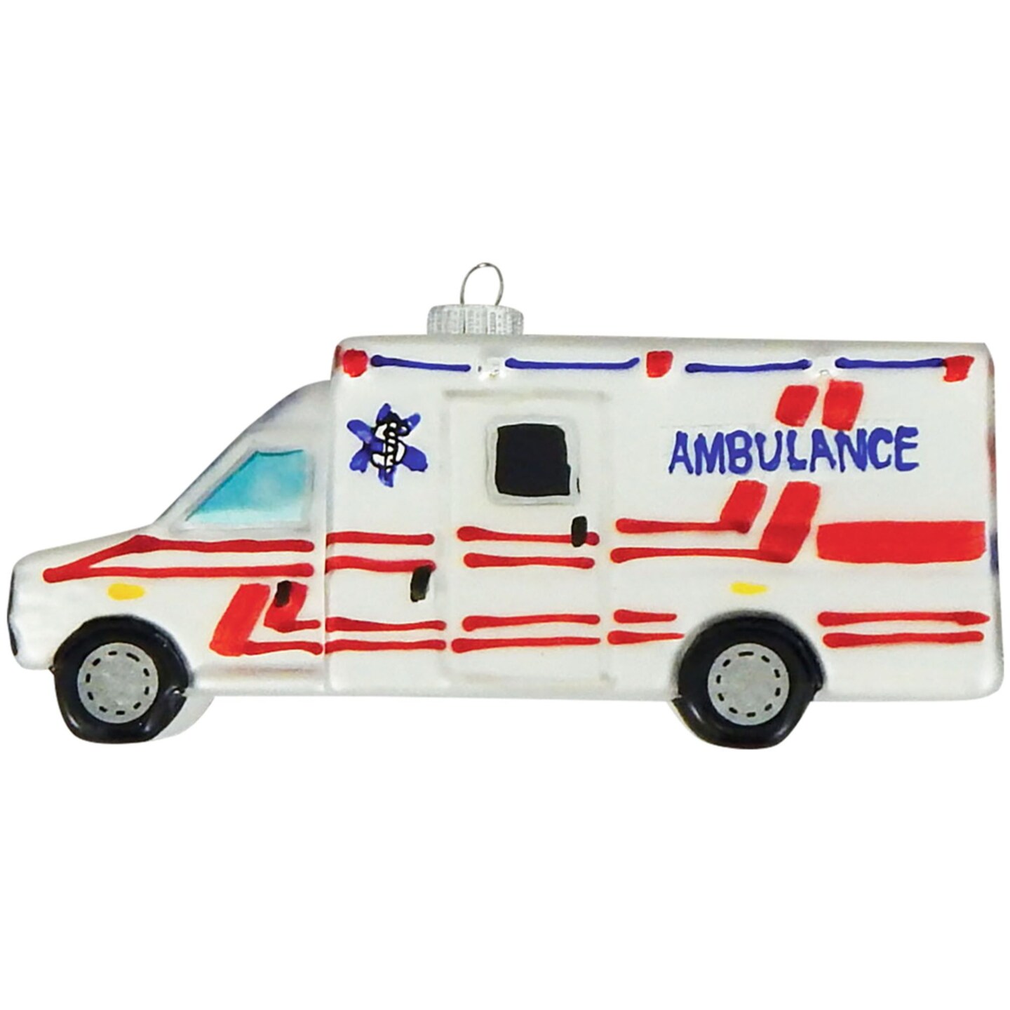 Christmas by Krebs Set of 2 Glass Ambulance Christmas Ornaments