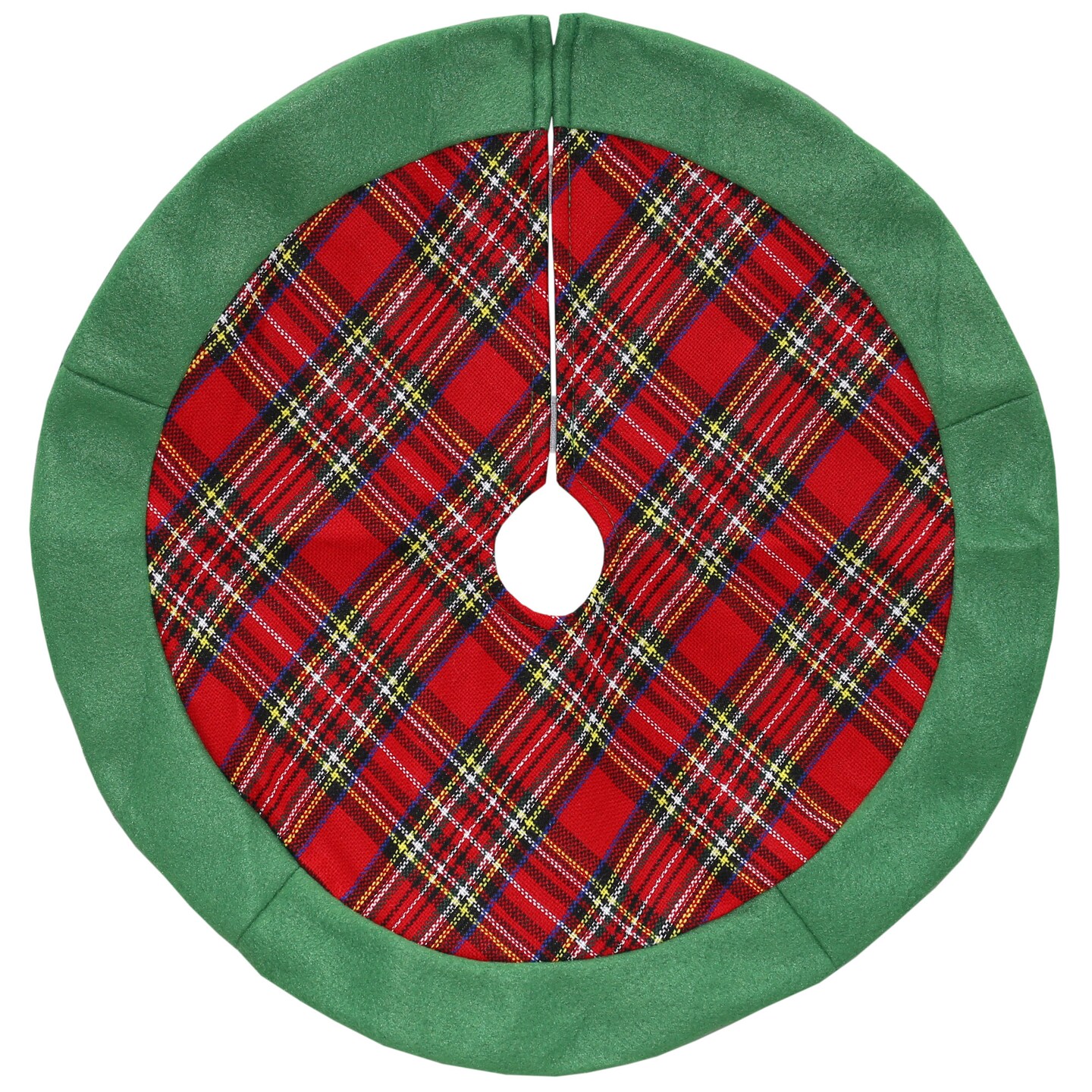 Northlight 24&#x22; Green and Red Tartan Christmas Tree Skirt