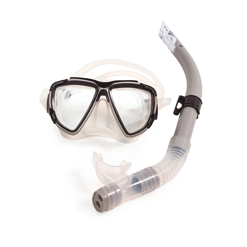 Pool Central Gray and Black Kona Pro Scuba Mask and Snorkel Dive Set