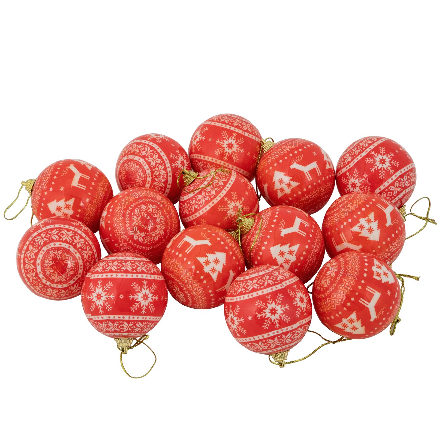 Northlight Nordic Decoupage Christmas Ball Ornaments - 2.25&#x22; (60mm) - 14pc