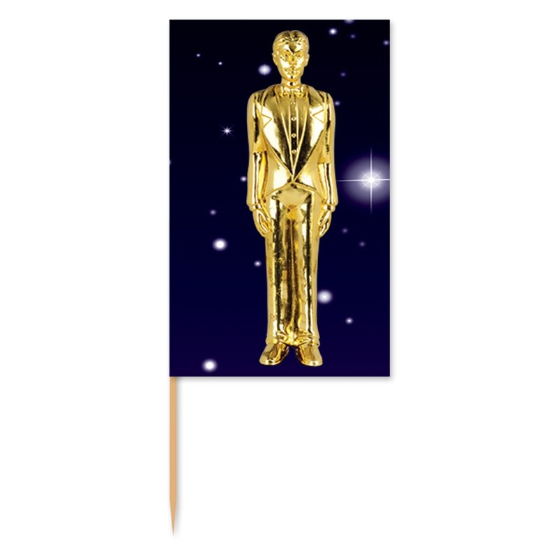 Party Central Club Pack of 12 Gold Statue Award Night Food or Decoration Party Picks 2.5&#x22;