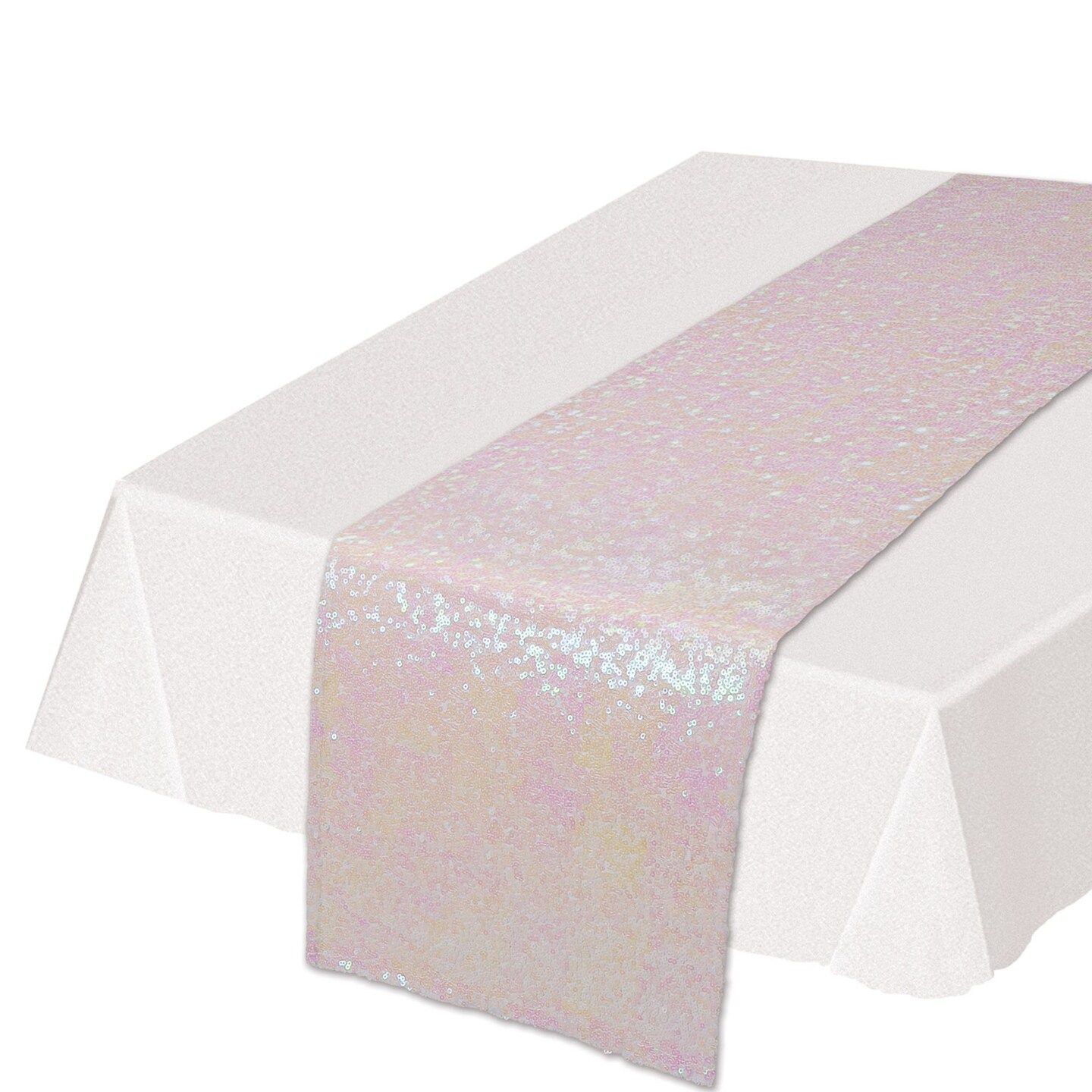 Beistle 5.5" x 14.5" Shimmering Pink and Beige Rectangular Sequined Table Runner
