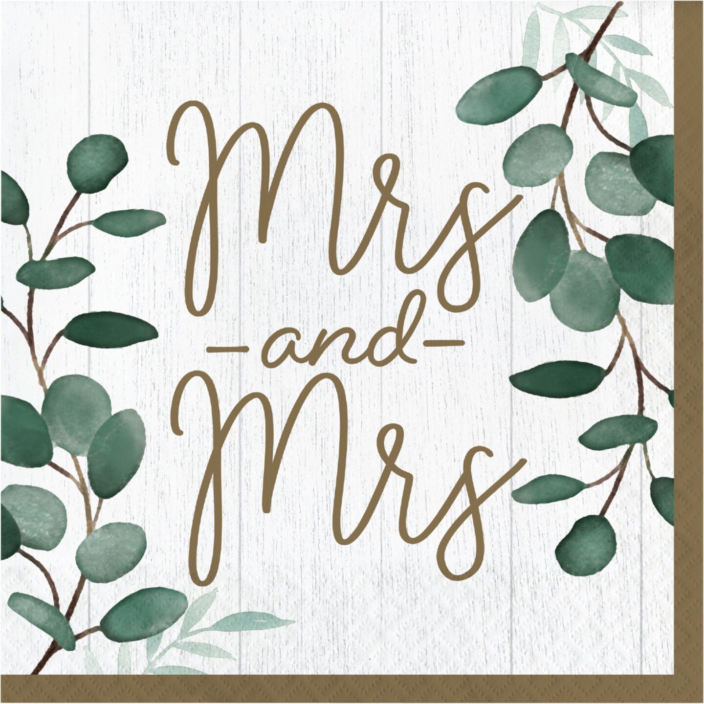 Party Central 2 Ply Eucalyptus Mrs and Mrs Disposable Luncheon Napkin - 6.5" - Club Pack of 192