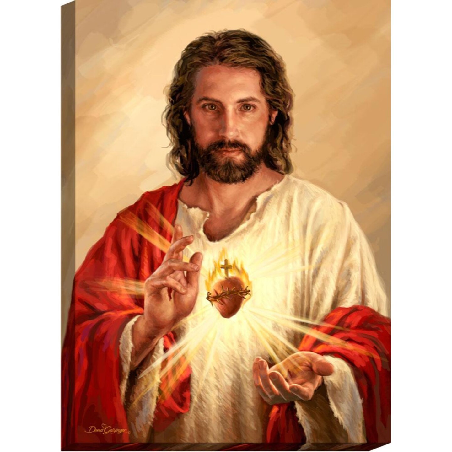 Glow Decor Scared Heart of Jesus Rectangular Canvas Wall Art - 18&#x22; x 24&#x22;