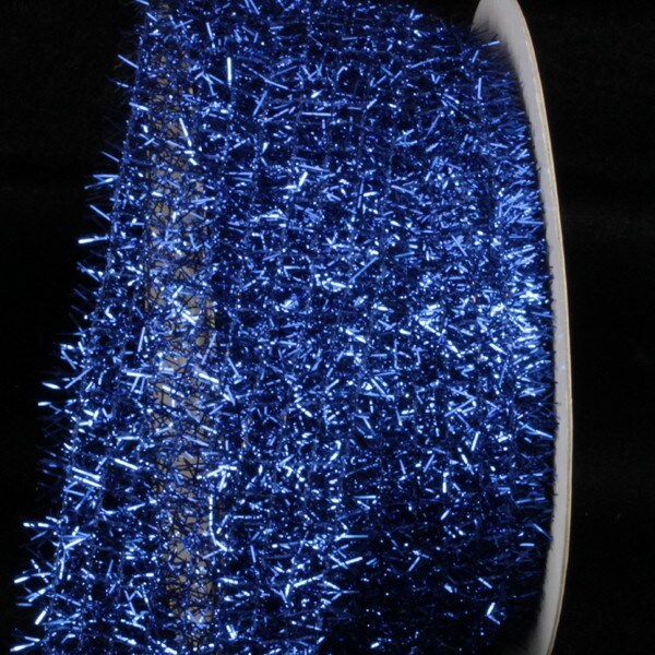 The Ribbon People Dark Blue Open Weave Fuzzy Wired Craft Ribbon 2.25&#x22; x 20 Yards