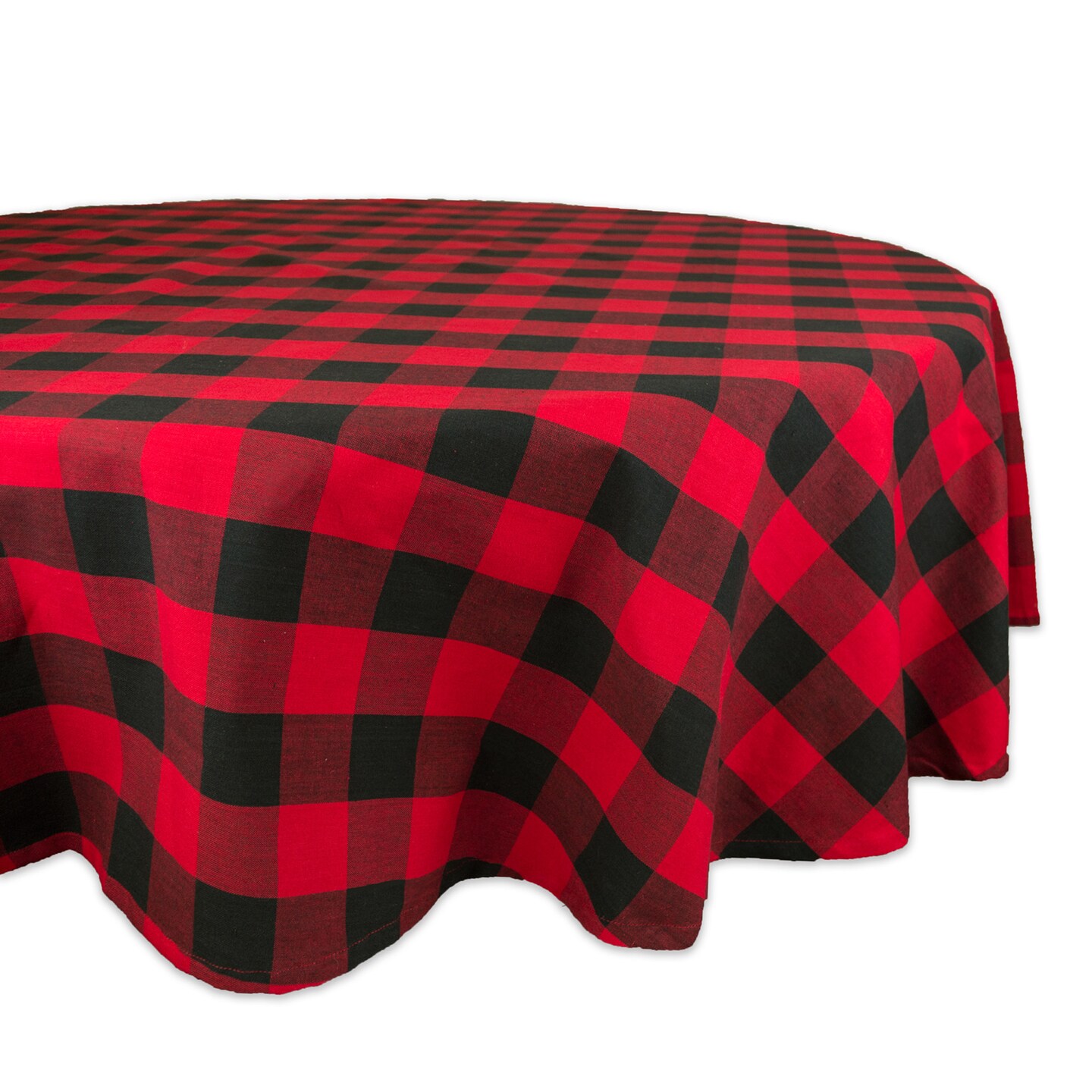CC Home Furnishings Red and Black Buffalo Checkered Pattern Round Tablecloth 70&#x201D;