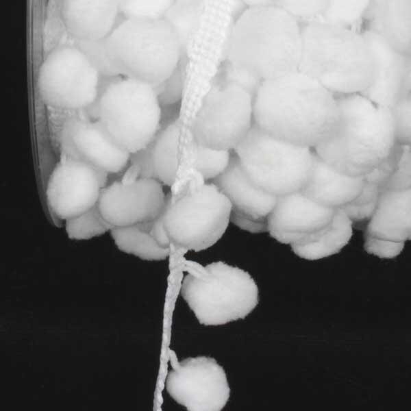 The Ribbon People White Feather Pom-Poms Craft Trim .875&#x22; x 44 Yards