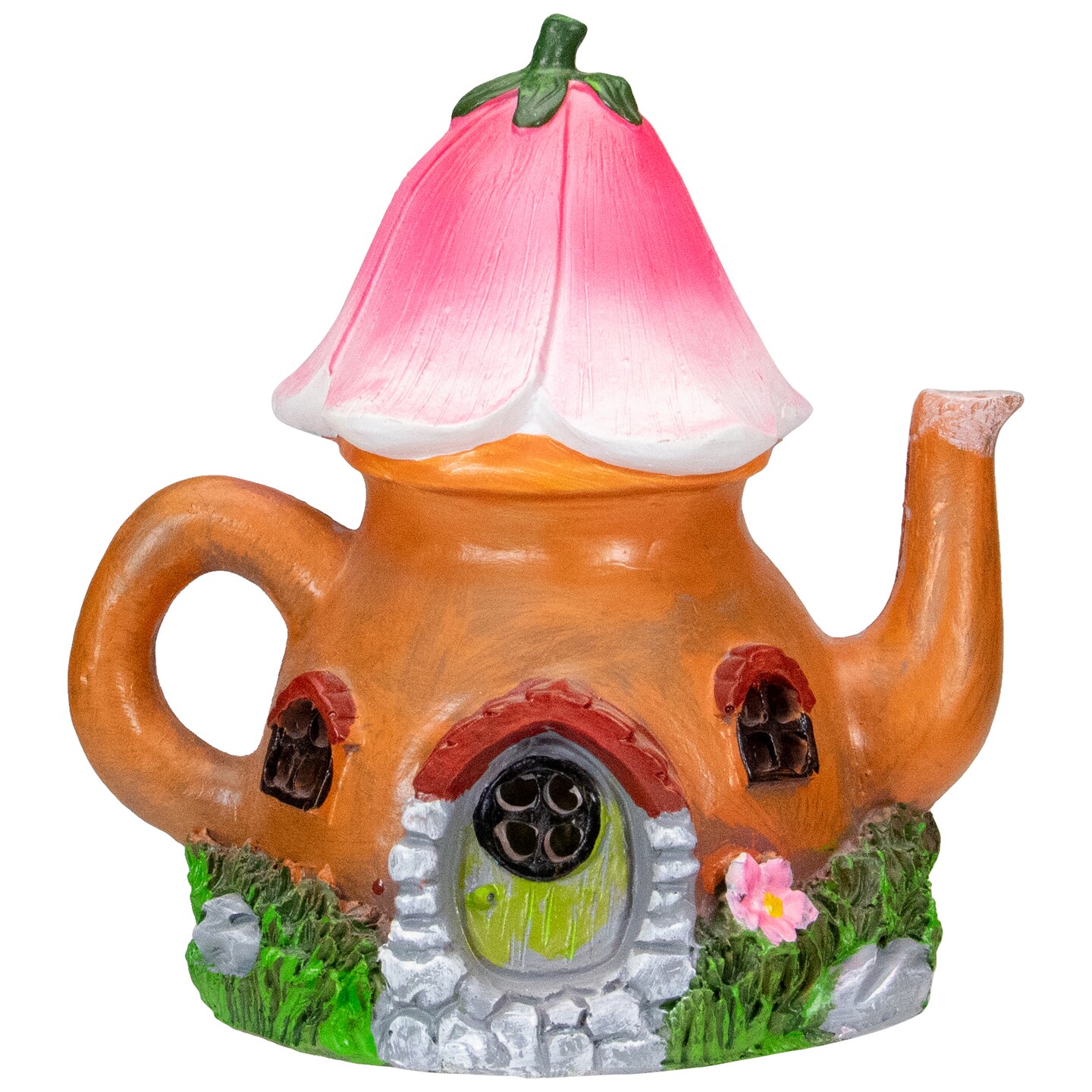 Northlight 7&#x22; Solar Lighted Flower Teapot Outdoor Garden Statue