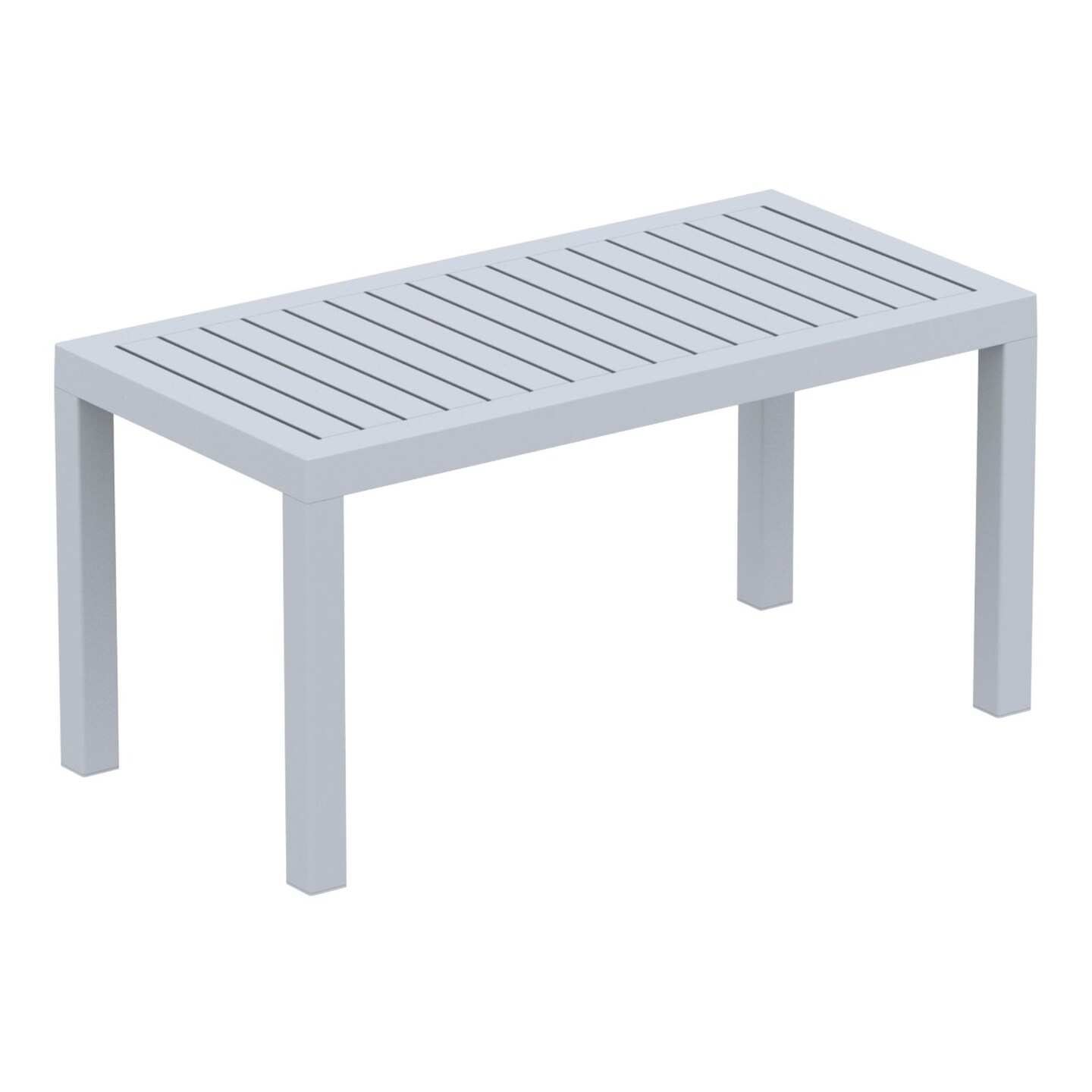 Luxury Commercial Living 36&#x22; Silver Gray Patio Solid Rectangular Patio Resin Coffee Table