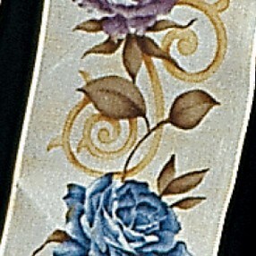 The Ribbon People White and Blue Spanish Rose Print Wired Craft Ribbon 2.5&#x22; x 27 Yards