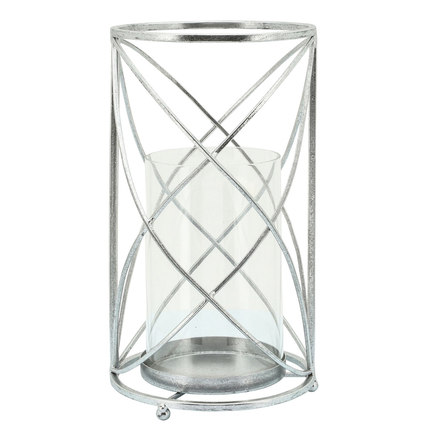 Kingston Living Swirl Hurricane Candle Holder - 13&#x22; - Silver
