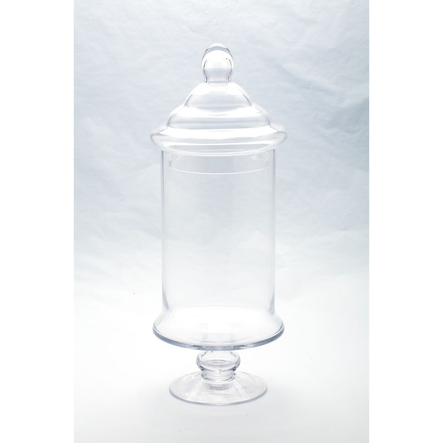 CC Home Furnishings Hand Blown Glass Jar with Finial Lid - 19&#x201D; - Clear