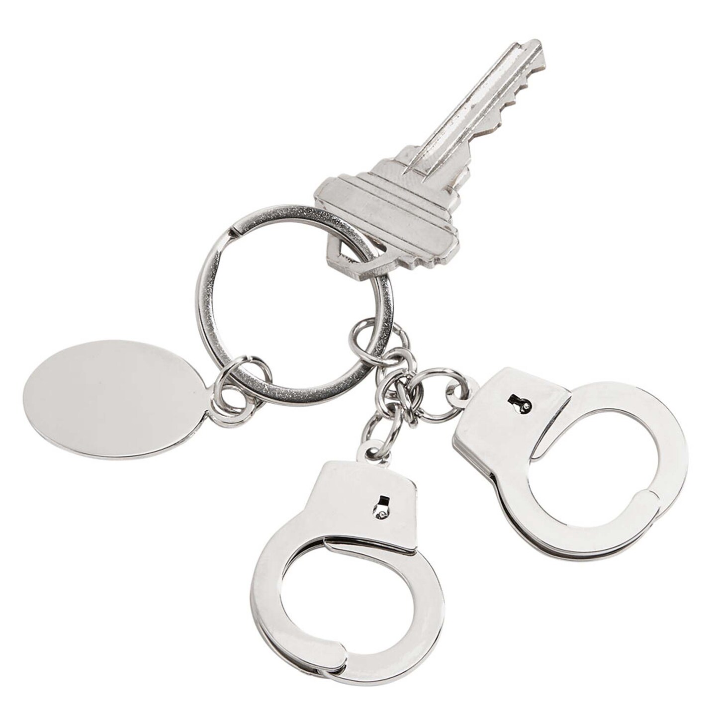 Contemporary Home Living 1" Handcuff Design Stainless Steel Key Chain