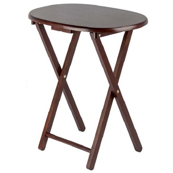 Contemporary Home Living Set of 5 Cappuccino Brown Wooden Snack Tables with Storage Stand, 25.50&#x201D;