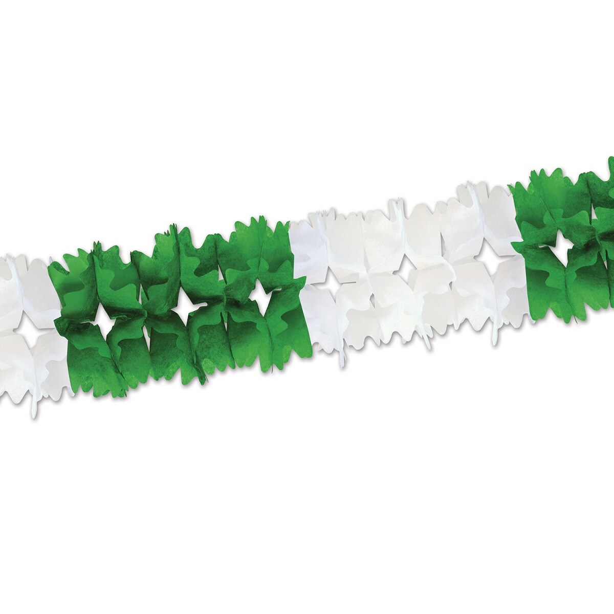 Beistle Club Pack of 12 Bright Green and White Festive Pageant Garland Decorations 14.5&#x27;