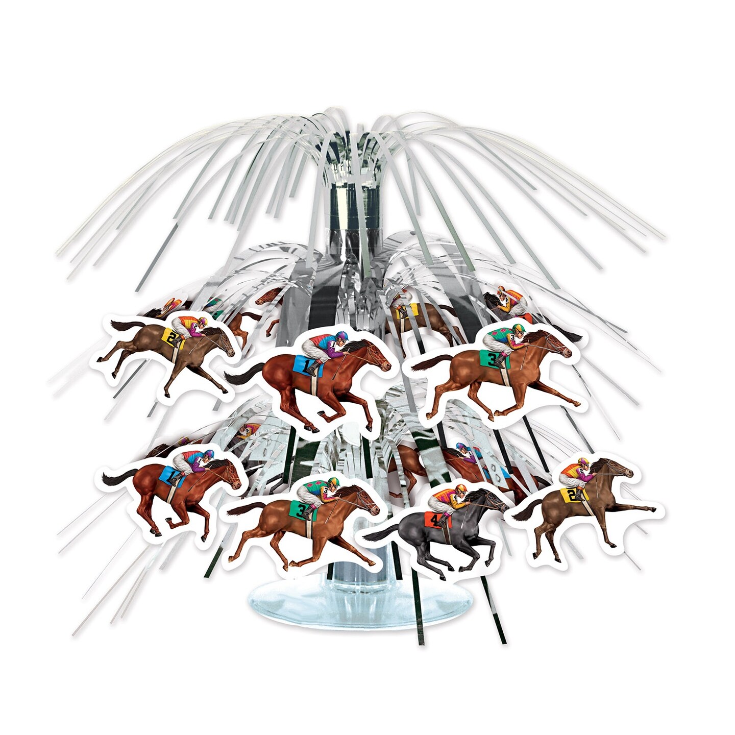 Party Central Club Pack of 12 Black and Brown Horse Racing Mini Cascade Centerpiece Tabletop Decors 8"