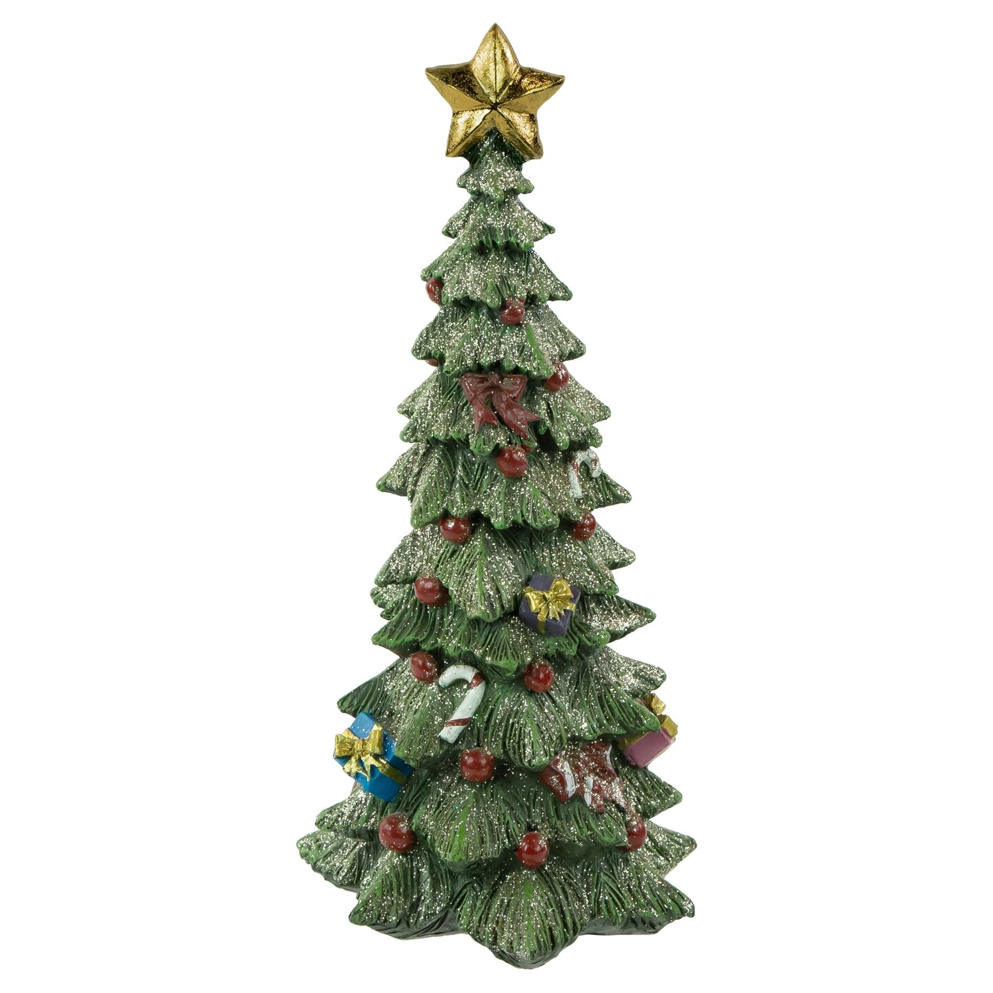 Northlight Glittered Christmas Tree with Presents, Berries and Bows Decoration - 10&#x22;