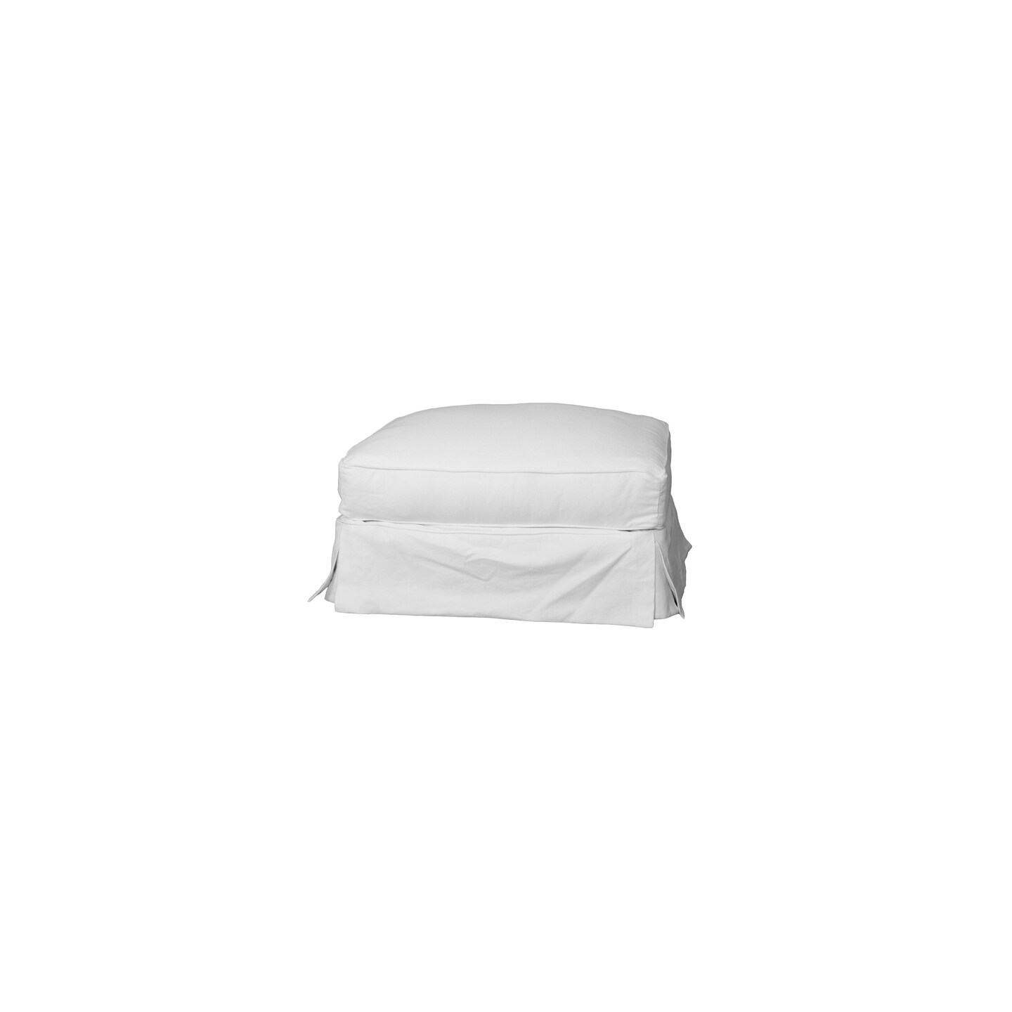 The Hamptons Collection 18&#x201D; Warm White Box Cushion Slipcovered Ottoman