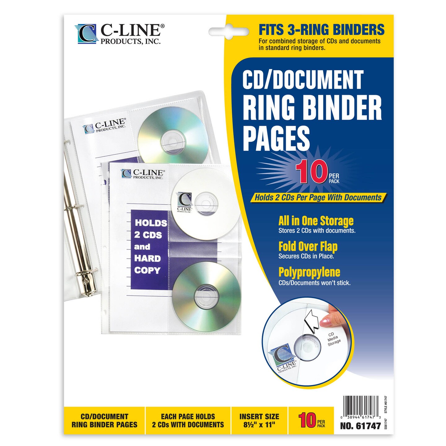 CD/Document Ring Binder Pages, 10/PK (Set of 24 PK)