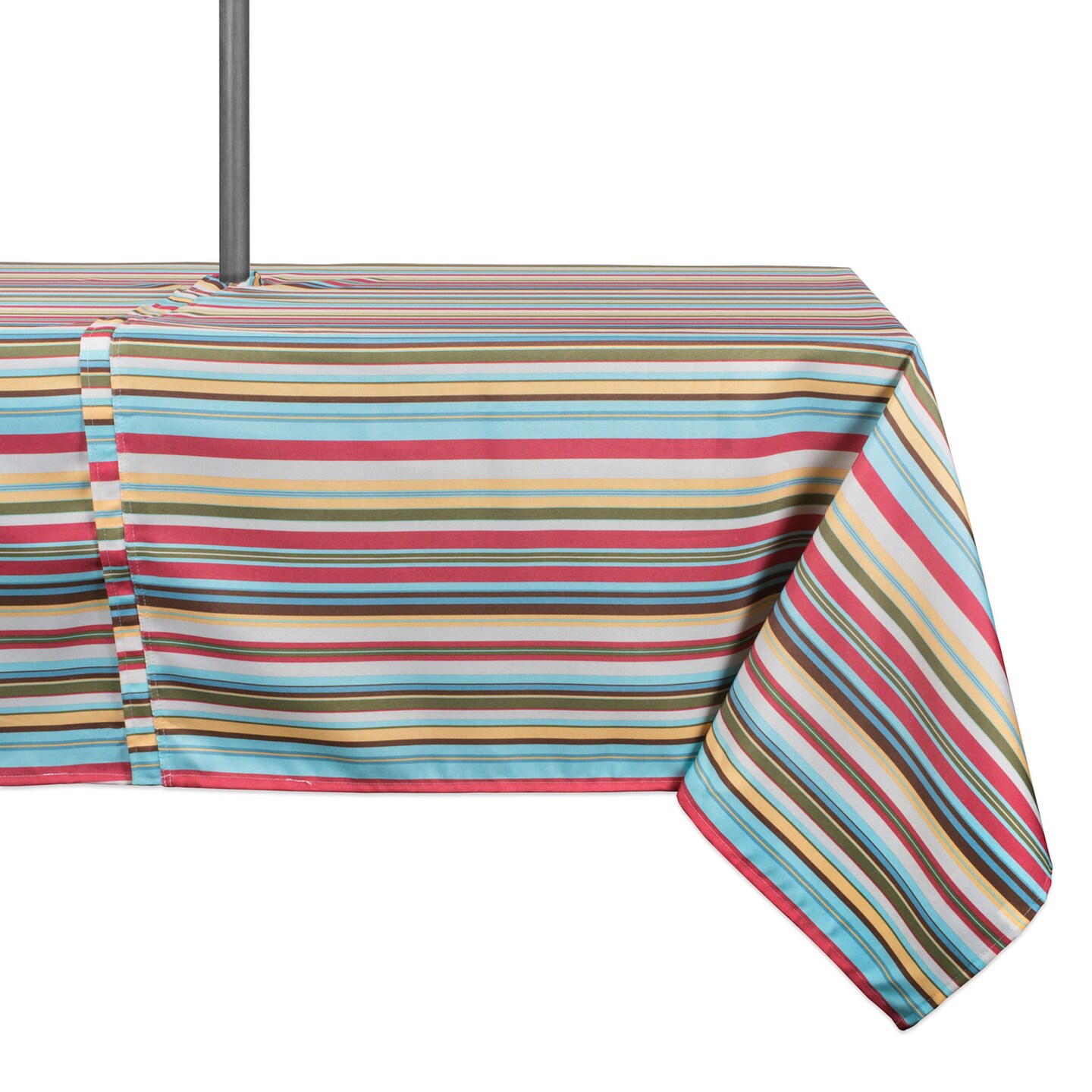 CC Home Furnishings Vibrantly Colored Summer Striped Pattern Outdoor Rectangular Tablecloth with Zipper 60&#x201D; x 84&#x201D;