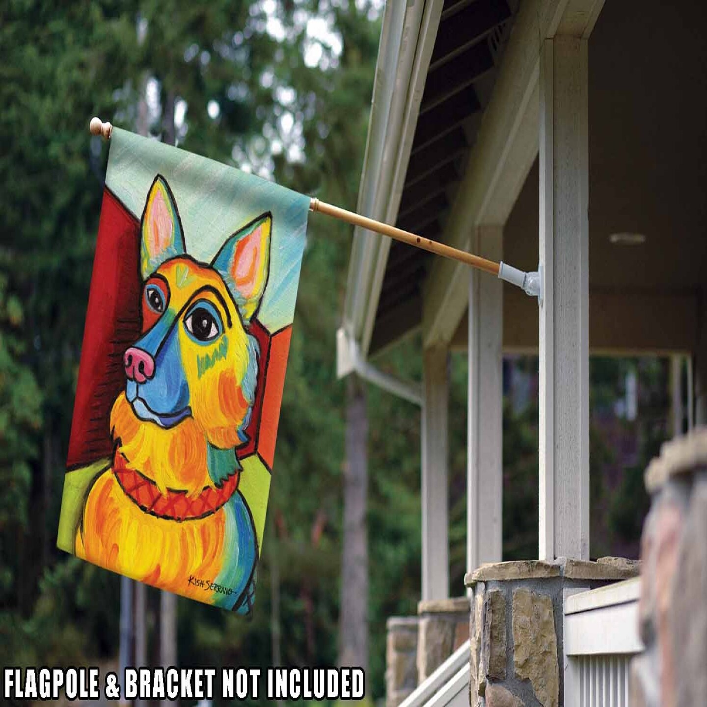 Toland Home Garden Pawcasso German Shepherd Outdoor House Flag 40&#x22; x 28&#x22;