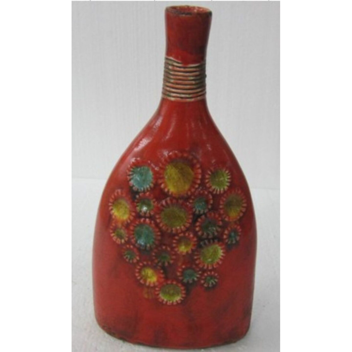 Contemporary Home Living 10&#x22; Red and Vibrantly Colored Contemporary Ceramic Vase
