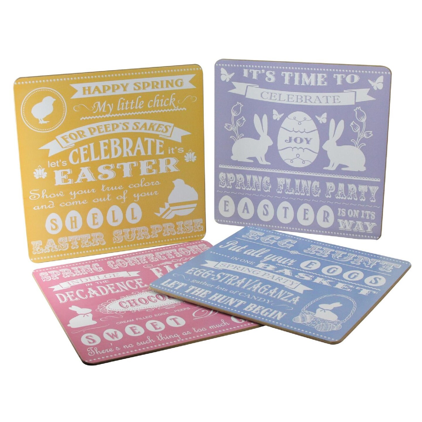 Allstate 4pc Pink and Purple Reusable Easter Square Table Placemats 14 ...