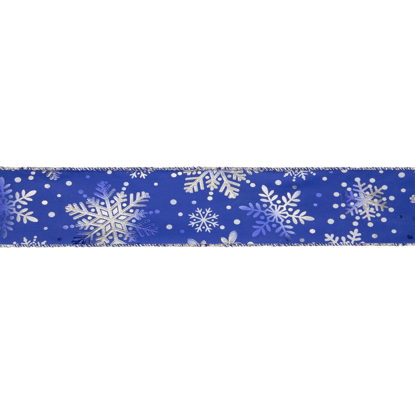 Northlight Blue and Silver Snowflake Christmas Wired Craft Ribbon 2.5&#x22; x 16 Yards