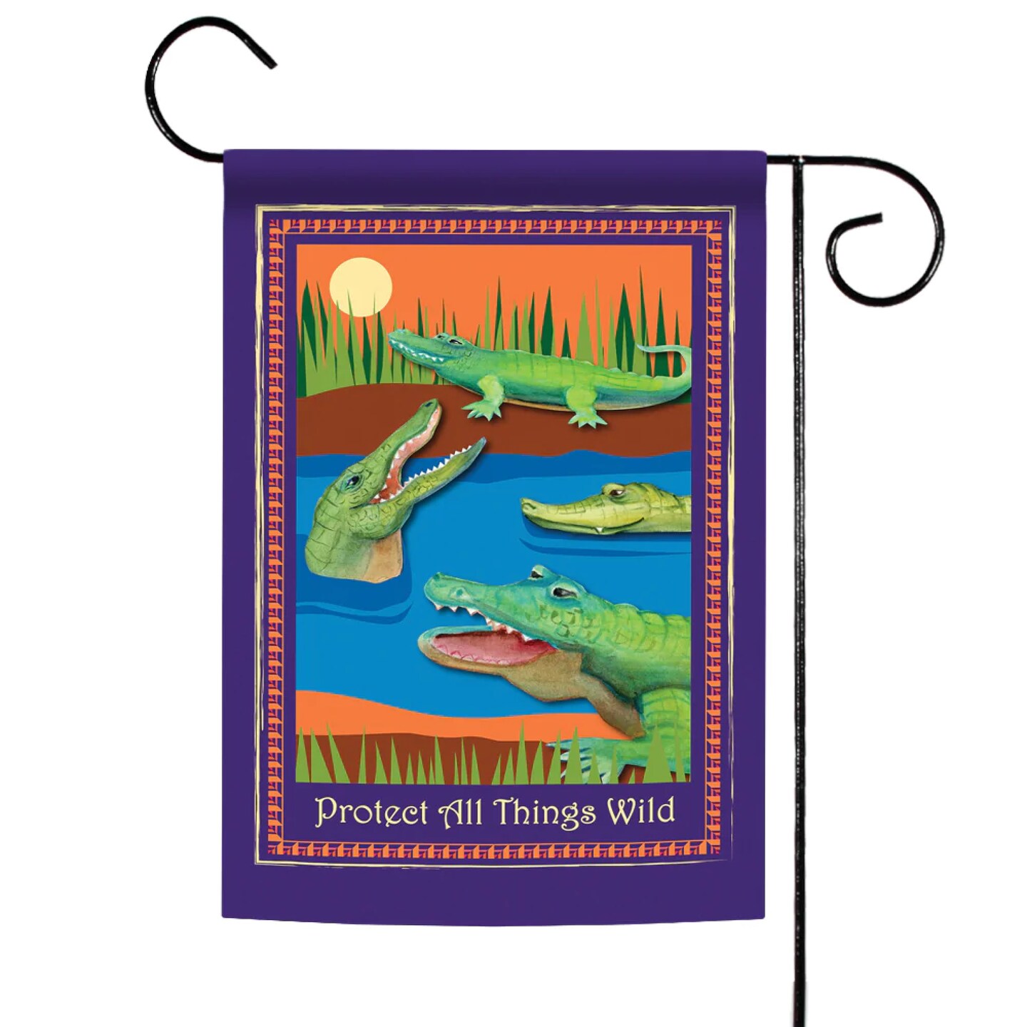 Toland Home Garden Aligators and Crocodile &#x22;Protect All Things Wild&#x22; Outdoor Garden Flag 18&#x22; x 12.5&#x22;