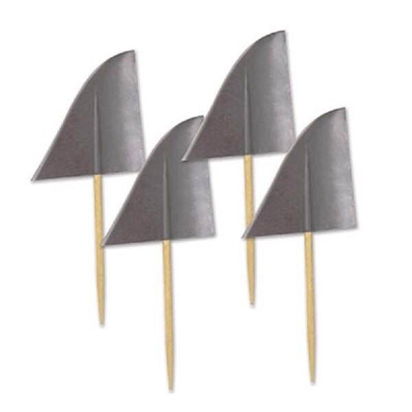 Beistle Club Pack of 12 Gray and Beige Shark Fin Food Party Picks Decors 2.5&#x22;