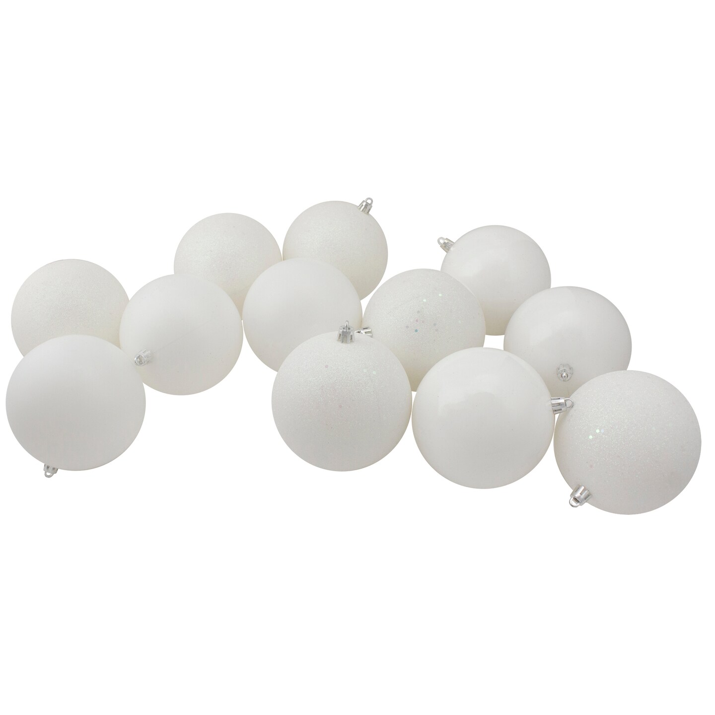 Northlight 12ct Winter White Shatterproof 4-Finish Christmas Ball Ornaments 4&#x22; (100mm)