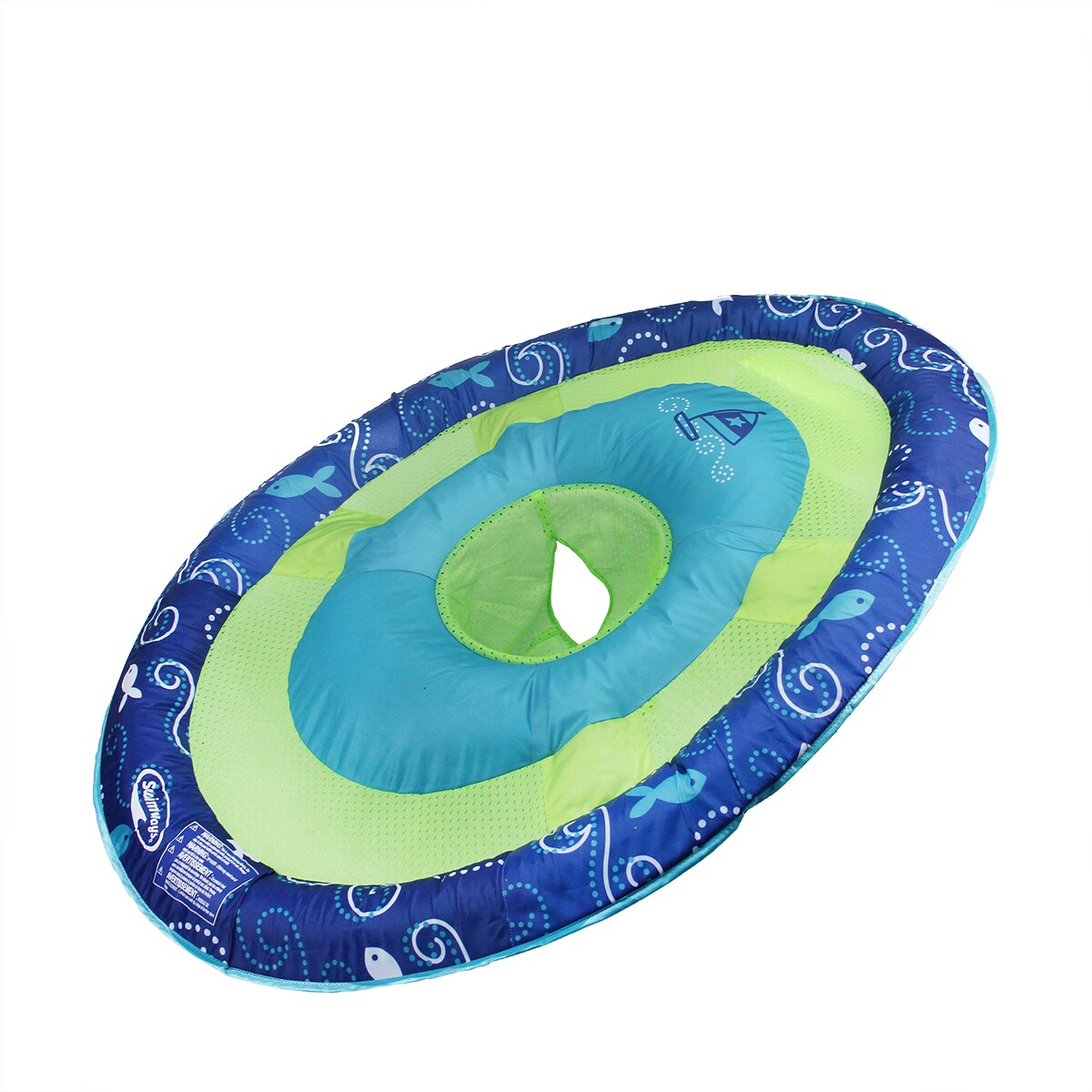SwimWays Inflatable Navy Blue and Green Fish Print Swimming Pool Baby ...