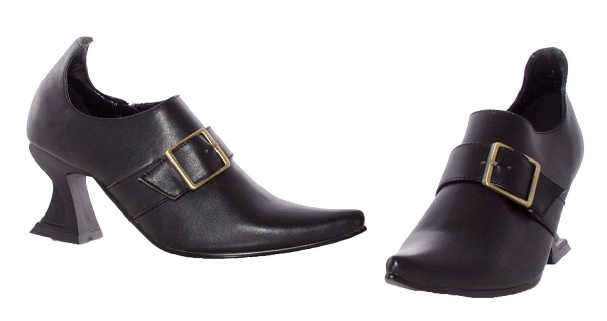 The Costume Center Black Witch Women Adult Halloween Shoes with Buckle Costume Accessory - Size 6