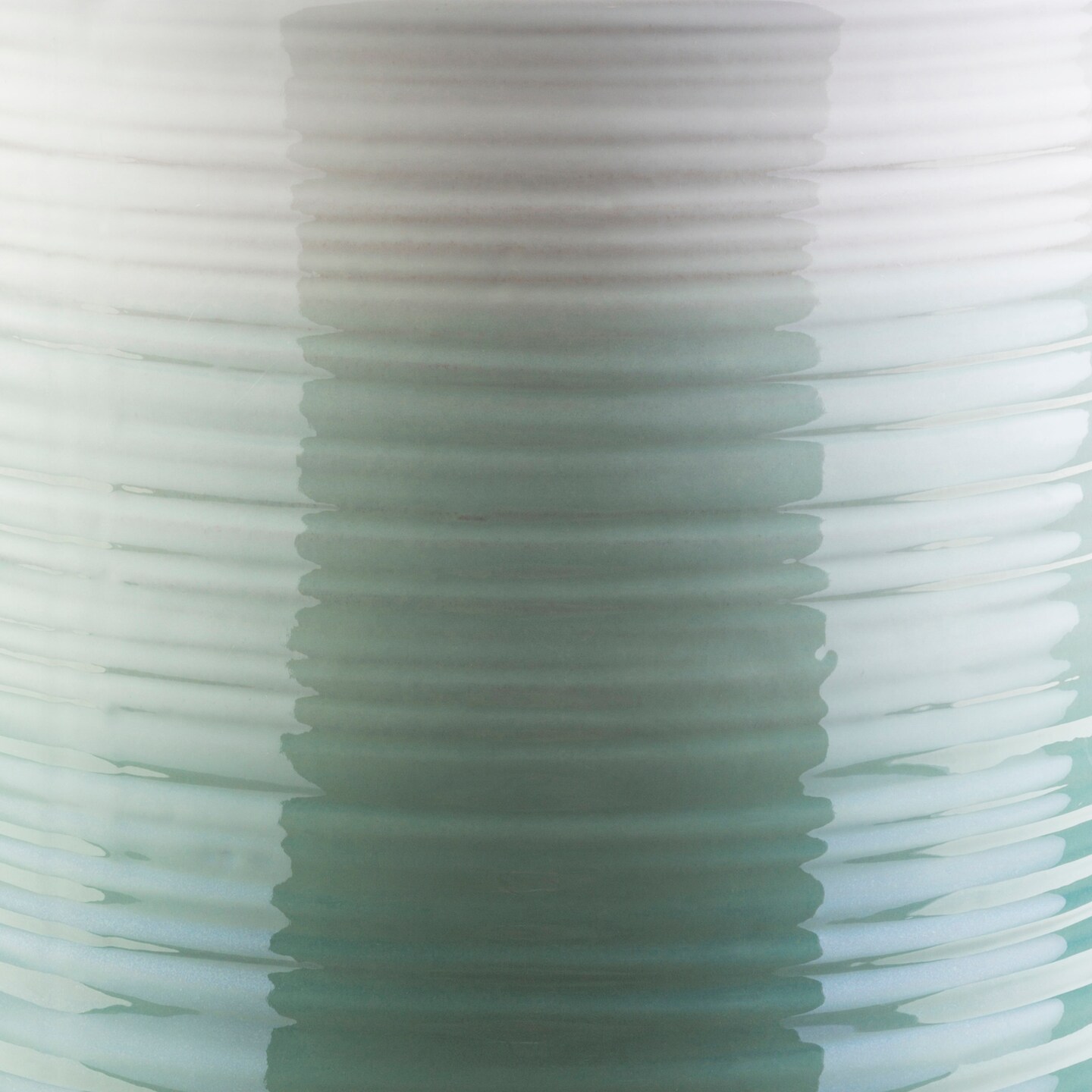 Diva At Home 18.1&#x22; Sea Foam Green and White Glossy Finish Decorative Cylindrical Ceramic Stool