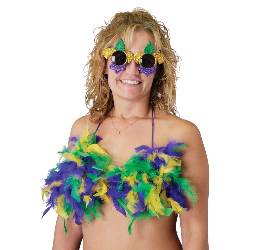 Party Central Club Pack of 12 Purple and Green Women Adult Mardi Gras Bikini Tops Costume Accessory - One Size